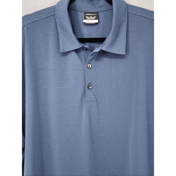 Nike Golf Dri-FIT Polo Shirt Mens 2XL Blue Performance Pique Athletic Tennis - Picture 6 of 13